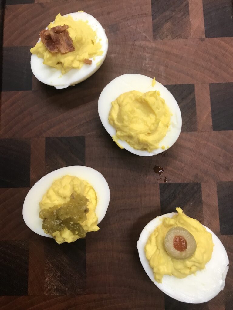 topped deviled eggs