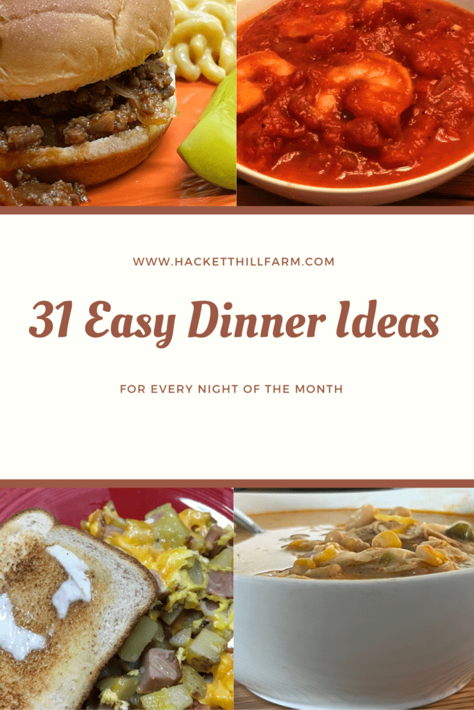 Easy Dinner Ideas- meal plan
