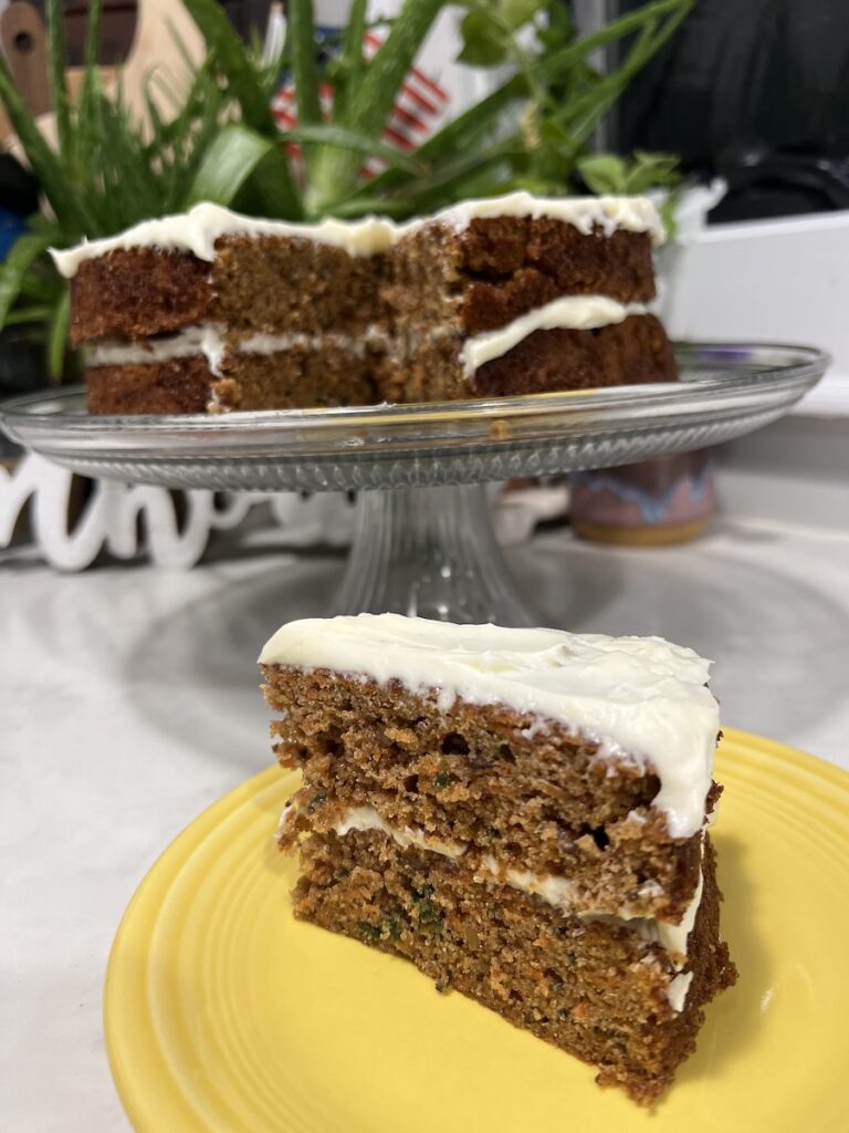 Slice of deliciously simple carrot cake
